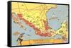 Descriptive Map of Mexico-null-Framed Stretched Canvas