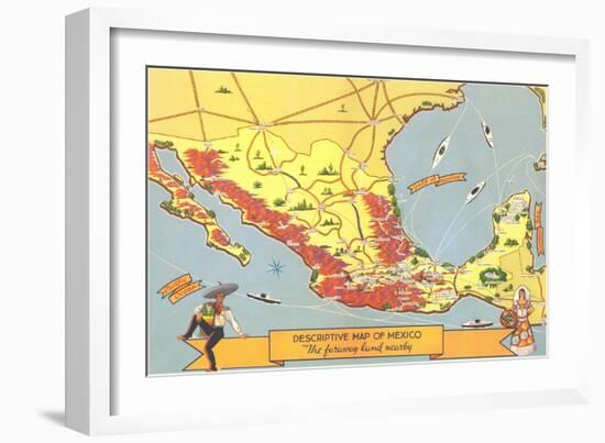 Descriptive Map of Mexico-null-Framed Art Print