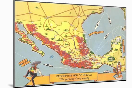 Descriptive Map of Mexico-null-Mounted Art Print