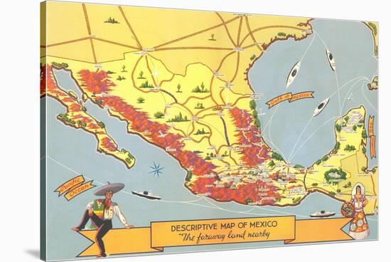 Descriptive Map of Mexico-null-Stretched Canvas