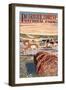 Desert and Antelope - Petrified Forest National Park-Lantern Press-Framed Art Print