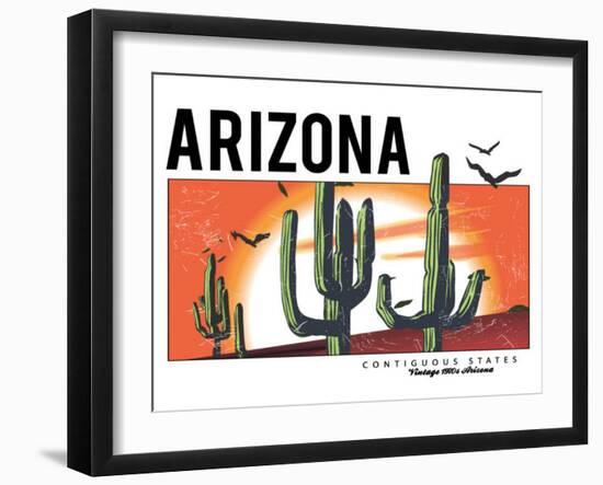 Desert Arizona Cactus Illustration for Apparel-yusuf doganay-Framed Art Print
