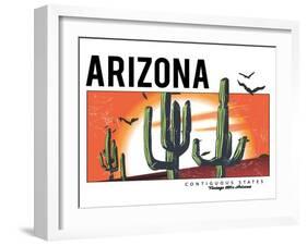 Desert Arizona Cactus Illustration for Apparel-yusuf doganay-Framed Art Print