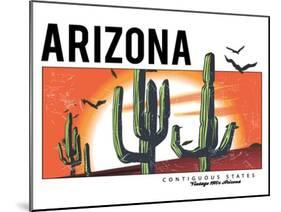 Desert Arizona Cactus Illustration for Apparel-yusuf doganay-Mounted Art Print