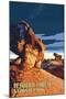 Desert at Dusk - Petrified Forest National Park-Lantern Press-Mounted Art Print
