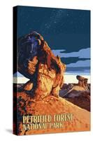 Desert at Dusk - Petrified Forest National Park-Lantern Press-Stretched Canvas