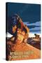 Desert at Dusk - Petrified Forest National Park-Lantern Press-Stretched Canvas