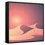 Desert Landscape Vector Background. Natural Sand Dunes in Sunset Wallpaper with Explorer. Eps10 Vec-MJgraphics-Framed Stretched Canvas