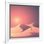 Desert Landscape Vector Background. Natural Sand Dunes in Sunset Wallpaper with Explorer. Eps10 Vec-MJgraphics-Framed Art Print