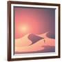 Desert Landscape Vector Background. Natural Sand Dunes in Sunset Wallpaper with Explorer. Eps10 Vec-MJgraphics-Framed Art Print