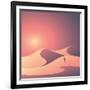 Desert Landscape Vector Background. Natural Sand Dunes in Sunset Wallpaper with Explorer. Eps10 Vec-MJgraphics-Framed Art Print