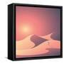 Desert Landscape Vector Background. Natural Sand Dunes in Sunset Wallpaper with Explorer. Eps10 Vec-MJgraphics-Framed Stretched Canvas