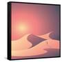 Desert Landscape Vector Background. Natural Sand Dunes in Sunset Wallpaper with Explorer. Eps10 Vec-MJgraphics-Framed Stretched Canvas