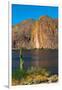 Desert mountain and Canyon lake, Superstition Mountains, Arizona, USA-Anna Miller-Framed Photographic Print