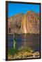 Desert mountain and Canyon lake, Superstition Mountains, Arizona, USA-Anna Miller-Framed Photographic Print