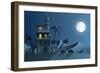 Desert Oasis in the Night-Nikola Knezevic-Framed Art Print