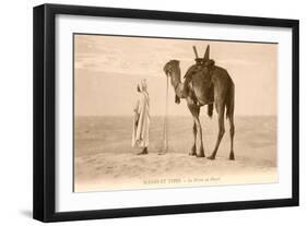 Desert Prayer, Bedouin and Camel-null-Framed Art Print