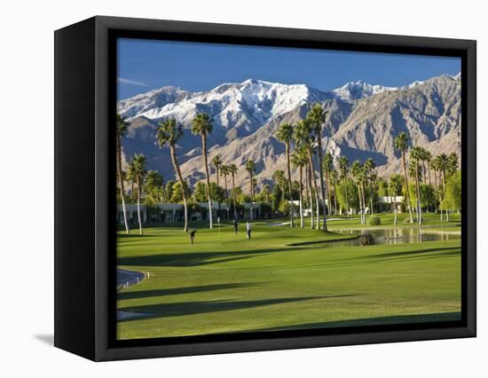 Desert Princess Golf Course and Mountains, Palm Springs, California, USA-Walter Bibikow-Framed Stretched Canvas