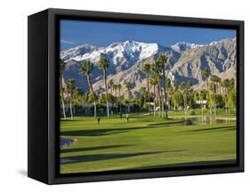 Desert Princess Golf Course and Mountains, Palm Springs, California, USA-Walter Bibikow-Framed Stretched Canvas