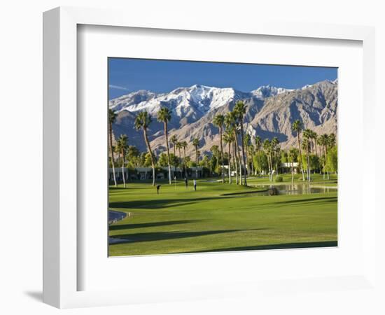 Desert Princess Golf Course and Mountains, Palm Springs, California, USA-Walter Bibikow-Framed Photographic Print