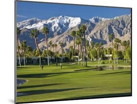 Desert Princess Golf Course and Mountains, Palm Springs, California, USA-Walter Bibikow-Mounted Photographic Print