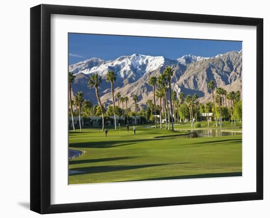 Desert Princess Golf Course and Mountains, Palm Springs, California, USA-Walter Bibikow-Framed Photographic Print