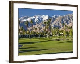 Desert Princess Golf Course and Mountains, Palm Springs, California, USA-Walter Bibikow-Framed Photographic Print