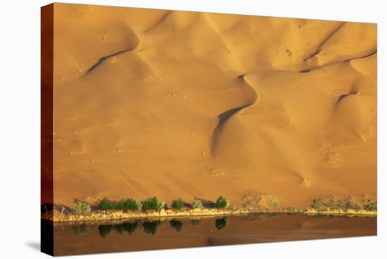 Desert reflection. Badain Jaran Desert, Inner Mongolia, China.-Ellen Anon-Stretched Canvas