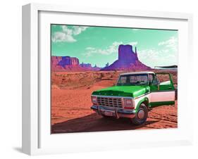 Desert Scene with Classic Truck in America-Salvatore Elia-Framed Photographic Print