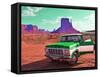 Desert Scene with Classic Truck in America-Salvatore Elia-Framed Stretched Canvas