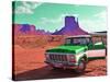 Desert Scene with Classic Truck in America-Salvatore Elia-Stretched Canvas