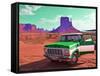 Desert Scene with Classic Truck in America-Salvatore Elia-Framed Stretched Canvas
