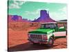 Desert Scene with Classic Truck in America-Salvatore Elia-Stretched Canvas