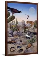 Desert Scene with Falcon and Cactus, a Fox and Other Desert Animals-Tim Knepp-Framed Giclee Print