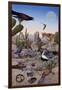 Desert Scene with Falcon and Cactus, a Fox and Other Desert Animals-Tim Knepp-Framed Premium Giclee Print