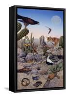 Desert Scene with Falcon and Cactus, a Fox and Other Desert Animals-Tim Knepp-Framed Stretched Canvas