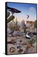 Desert Scene with Falcon and Cactus, a Fox and Other Desert Animals-Tim Knepp-Framed Stretched Canvas