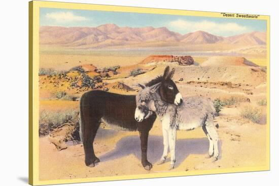 Desert Sweethearts, Nuzzling Burros-null-Stretched Canvas