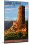Desert View Watchtower - Grand Canyon-Lantern Press-Mounted Art Print