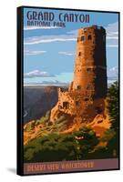 Desert View Watchtower - Grand Canyon-Lantern Press-Framed Stretched Canvas