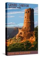 Desert View Watchtower - Grand Canyon-Lantern Press-Stretched Canvas