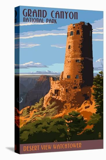 Desert View Watchtower - Grand Canyon-Lantern Press-Stretched Canvas