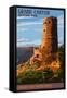 Desert View Watchtower - Grand Canyon-Lantern Press-Framed Stretched Canvas