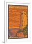 Desert Watchtower, Grand Canyon, Arizona-Lantern Press-Framed Art Print