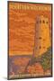 Desert Watchtower, Grand Canyon, Arizona-Lantern Press-Mounted Art Print