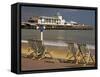 Deserted Beach and Pier Theatre, West Cliff, Bournemouth, Dorset, England, UK-Pearl Bucknall-Framed Stretched Canvas