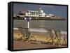 Deserted Beach and Pier Theatre, West Cliff, Bournemouth, Dorset, England, UK-Pearl Bucknall-Framed Stretched Canvas