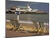 Deserted Beach and Pier Theatre, West Cliff, Bournemouth, Dorset, England, UK-Pearl Bucknall-Mounted Photographic Print