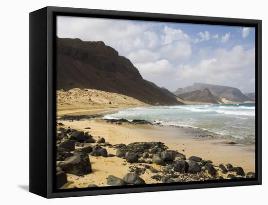 Deserted Beach at Praia Grande, Sao Vicente, Cape Verde Islands, Atlantic Ocean, Africa-Robert Harding-Framed Stretched Canvas