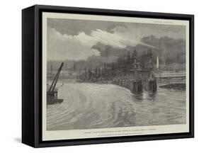 Deserted, Hamburg-American Liners in the Elbe-Johann Nepomuk Schonberg-Framed Stretched Canvas